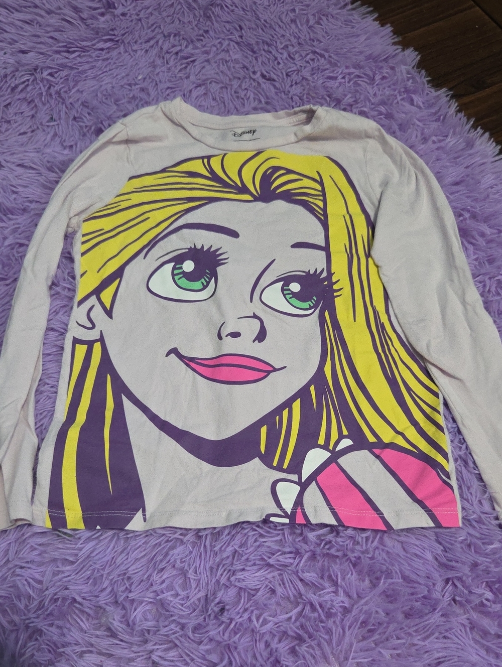 Disney Rapunzel Mauve Long Sleeve Tee with Yellow & Purple Graphic